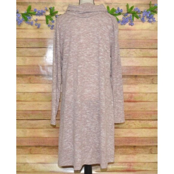 Knox Rose Ladies Pink Pullover Sweater Shift Dress Size L Cowl Neck Knee Length - Picture 5 of 8